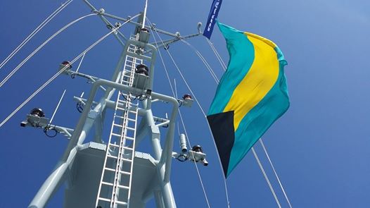 Photo: That's our Bahamian flag in the North Sea being raised