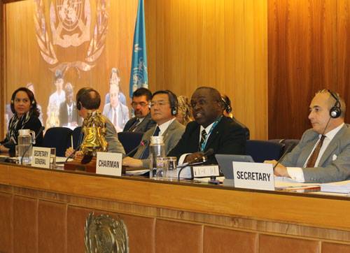 Photo: Bahamian Captain Chairs IMO Session  Captain Dwain Hutchinson of The Bahamas chaired the first session of The International Maritime Organization at the IMO headquarters in London on Monday, July 14th, 2014.  IMO Secretary General, Koji Sekimizu opened the first session of the Sub-Committee on Implementation of IMO Instruments July 14th to 18th. Captain Hutchinson chaired the session and dealt with items on the agenda including casualty analysis, harmonization of Port State control activities and review of Global Regulation standards.   (Captain Hutchinson is pictured in the centre.)