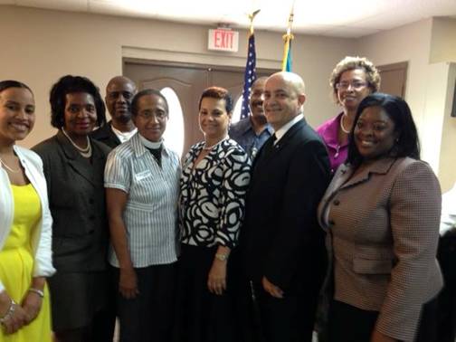 Photo: MIAMI, Florida – Bahamas Consul General to Miami H. Ricardo Treco along with his wife Jennifer “Donnie” Treco, Deputy Consul General Sandra Carey and Vice Consul Tracee Dorestant recently visited the historic St. Matthews Episcopal Church in Delray Beach, Florida. The purpose of visit was two-fold: Firstly to fellowship with the mostly Bahamian congregation and also to conduct a short seminar on 'The Role and Responsibility of the Consul General and Bahamas Consulate.' The seminar included presentations by Vice Consul Dorestant on “The Role and Responsibility of the Consulate and Consul General;  remarks by Deputy Consul Carey;  greetings and statement from the Consul General Treco; and  a presentation by Ms. Chasity Strachan, a Bahamian immigration lawyer, on the importance of having or obtaining legal status in the United States. Pictured from left are: Vice Consul Dorestant; Sabrina Huyler-Ramsey, Ministry of Tourism; Mr. Ramsey; Rev. Marcia Beam,  Rector-Priest; Mrs, Treco; Mr. Forbes; Consul General Treco; Deputy Consul General Carey; and Ms. Strachan.