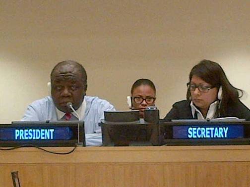 Photo: RAHMING PRESIDES OVER UN PLEDGING CONFERENCE  NEW YORK -- His Excellency Dr. Elliston Rahming, Permanent Representative of The Bahamas to the United Nations, this morning (Monday, November 11) presided over the 2013 United Nations Pledging Conference for Development Activities.   Expressing thanks for having been elected to preside over this conference, Dr. Rahming noted that the annual United Nations Pledging Conference for Development Activities “is an opportunity for all Member States to announce their pledges to support a large number of United Nations funds and programmes as well as UN Women.”     “The Pledging Conference is a unique mechanism to ensure more predictable, flexible and sustainable funding for the UN operational activities for development,” Dr. Rahming said. “This objective is even more compelling given the uncertainty and volatility of development cooperation. Some UN agencies have already felt the implications as you will hear in a moment.”     He also explained that the Pledging Conference is “an opportunity for all countries to demonstrate their commitments to support the implementation of the internationally agreed development goals, including the MDGs (Millennium Development Goals) and show their support to the role and character of UN operational activities for development.”    “Despite current financial challenges, countries have continued to pledge a significant amount of resources at the Pledging Conference,” Dr. Rahming said. “I would like to commend their efforts. Nonetheless, commitments remain well below current needs. I would thus like to encourage all countries to renew and increase their pledges.  I hope this year the Pledging Conference will indeed result in a growing level of solidarity and financial commitments in support of developing countries, especially the poorest in facing mounting challenges and risks.”  The UN is the world's largest multilateral organization comprised of 193 independent states with an annual budget of $14 billion. --30—  CAPTION His Excellency Dr. Elliston Rahming, Permanent Representative of The Bahamas to the United Nations, presiding over the 2013 United Nations Pledging Conference for Development Activities on Monday, November 11.