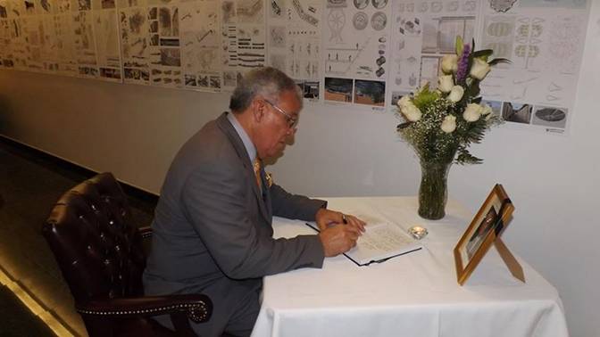 Photo: NEW YORK -- The Hon. Forrester J. Carroll, Bahamas Consul General to New York, signed the book of condolences for the late former President of the Republic of Cyprus, Glafcos Clerides, which opened Monday, November 18, at the Consulate General of Cyprus in New York. The book will remain open until Wednesday, November 20, 2013. Mr. Clerides, who died Friday, November 15, 2013, was a Greek-Cypriot politician who served as the fourth President of Cyprus from 1993 to 2003. At the time of his death at the age of 94, he was the oldest living former President of Cyprus.